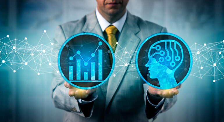 Unrecognizable,Businessman,Using,An,Artificial,Intelligence,Platform,For,Big,Data