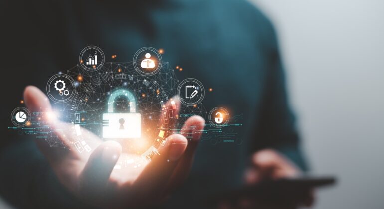 Cybersecurity,Concept,Business,Man,Shows,How,To,Protect,Cyber,Technology